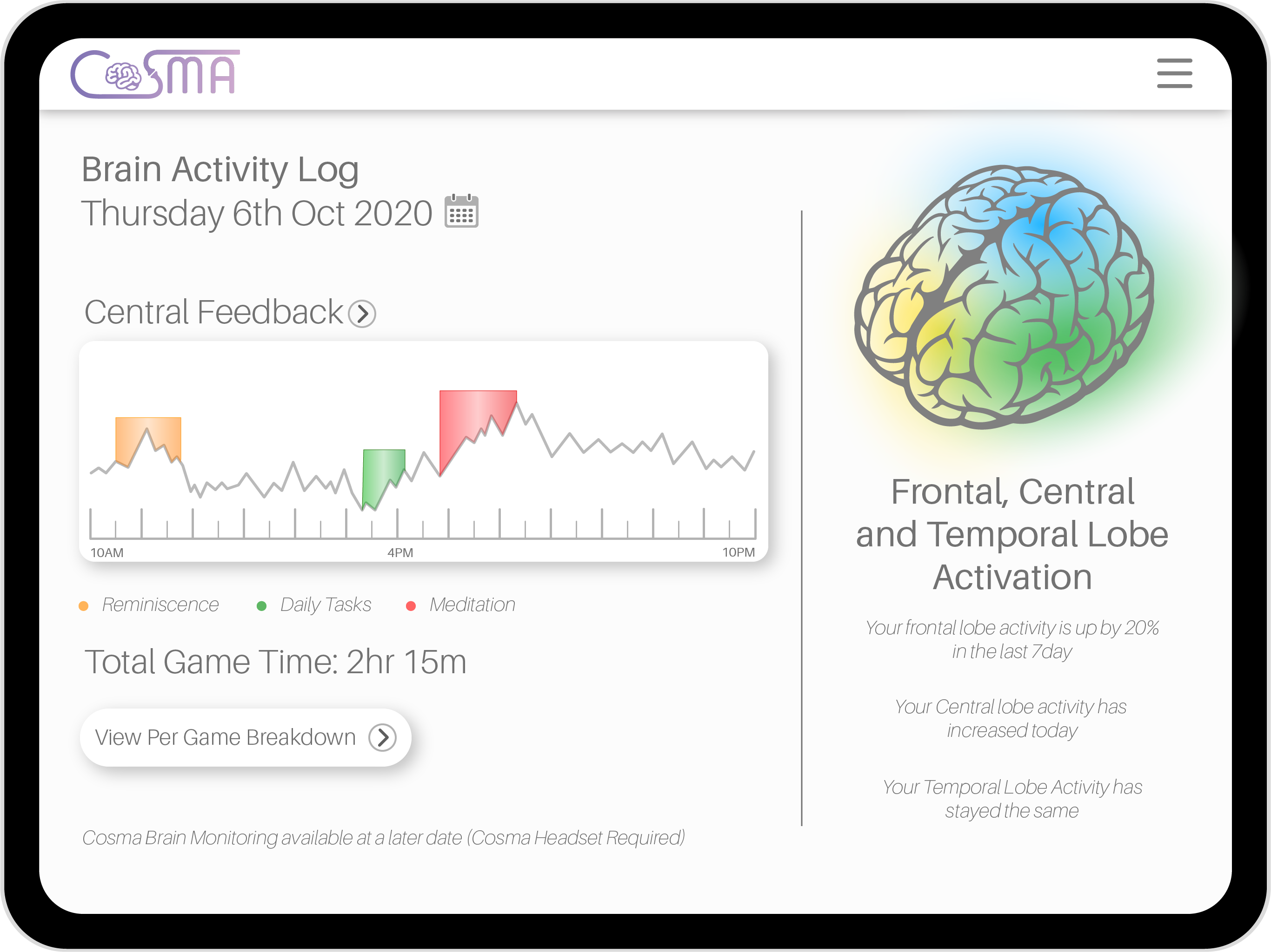 COSMA Brain Activity Log